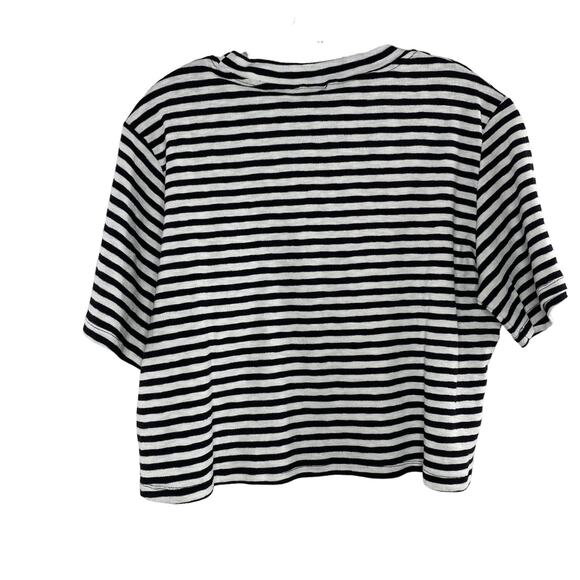 Olivaceous White Black Stripe Crew Neck Tee Small NWT NEW - Picture 3 of 7